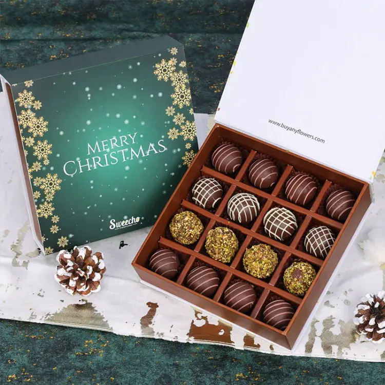 Christmas Chocolate Truffles 16 Pcs By Sweecho