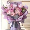 12 Light Pink Roses Bouquet with Fillers