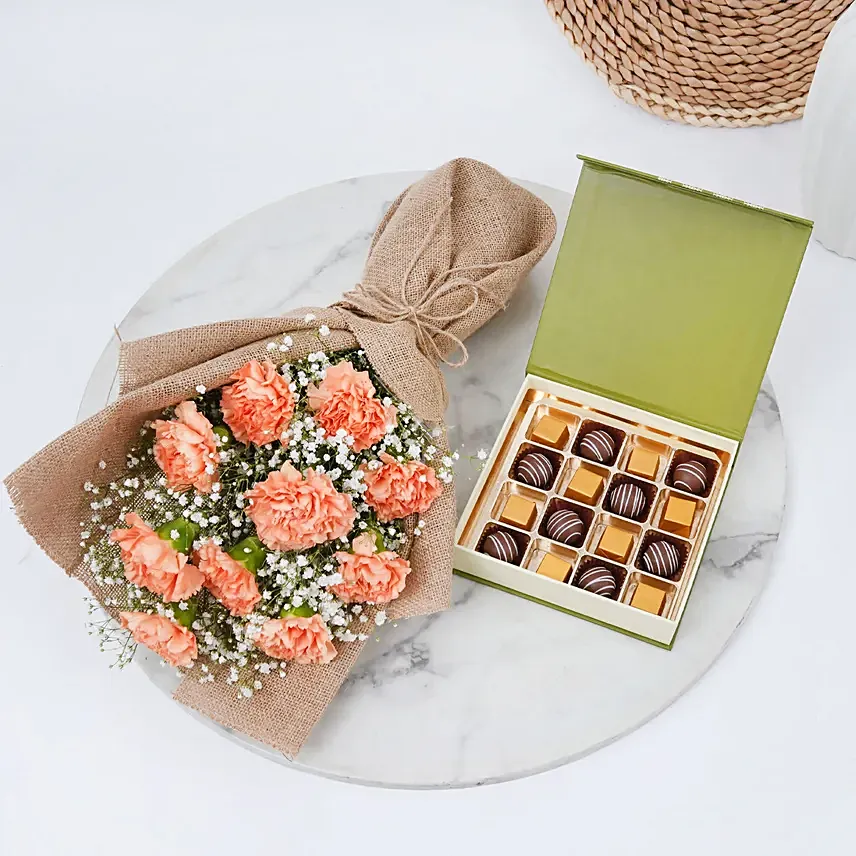 Carnations Bouquet & Chocolates