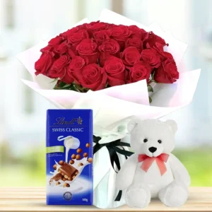 Roses Bouquet and Chocolate Delight