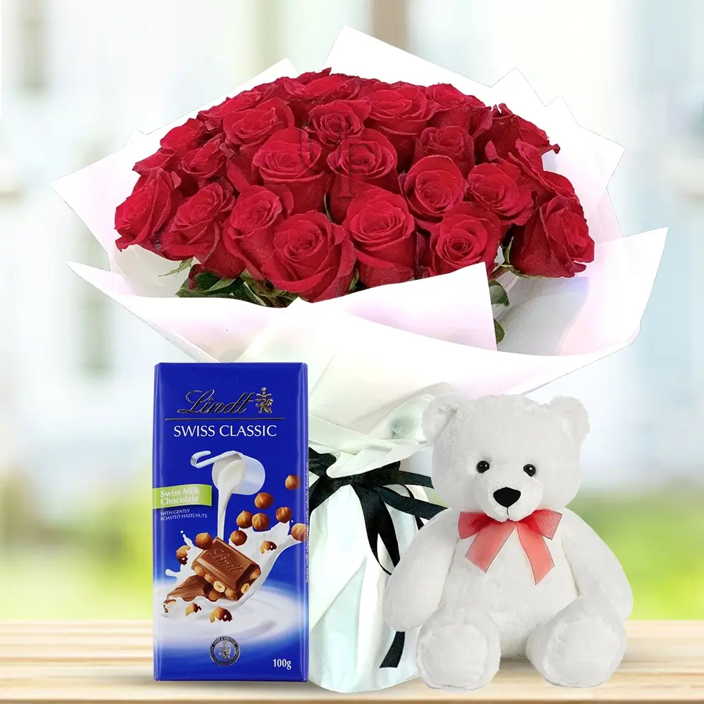 Roses Bouquet and Chocolate Delight