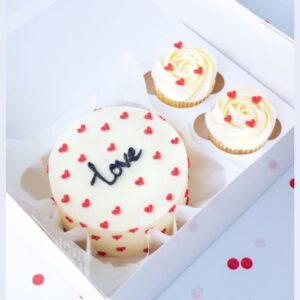 Vanilla Bento Cake 500g and Cupcakes Combo
