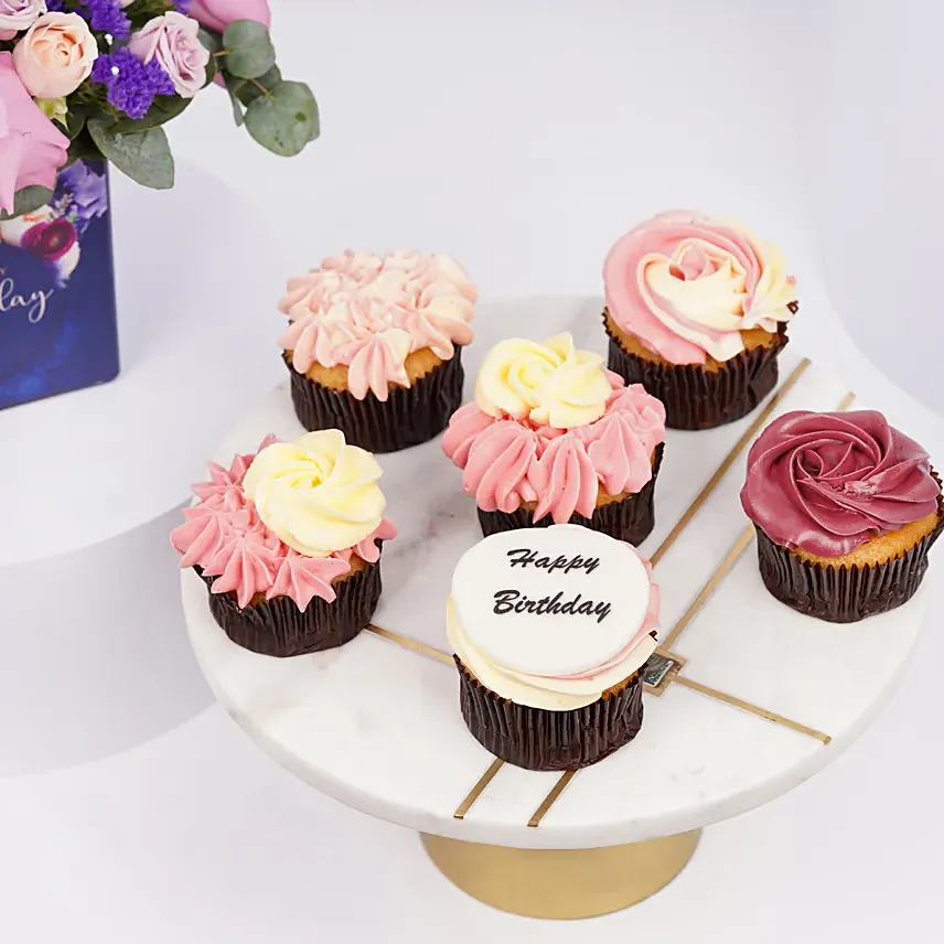 Birthday Roses with Yummy Cupcakes - Image 3