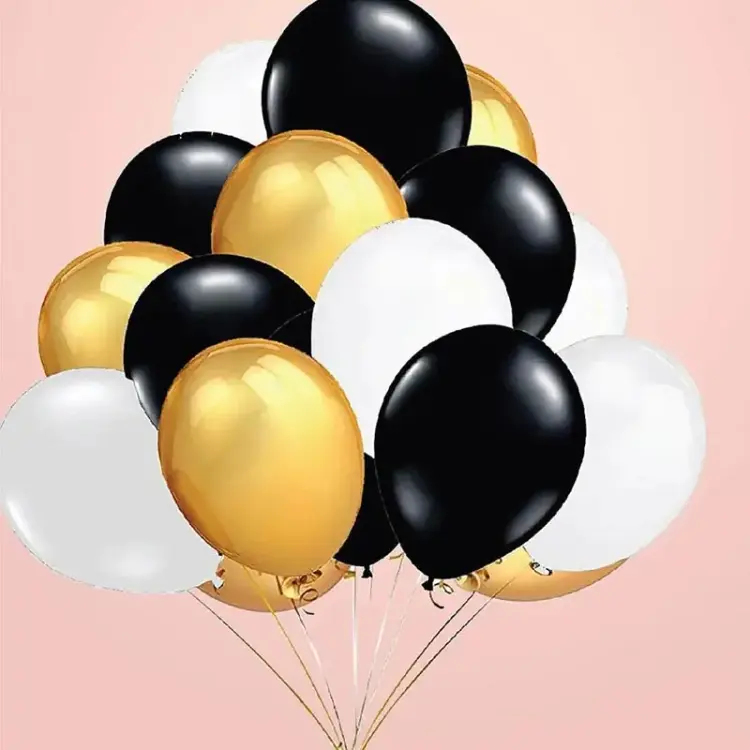 Golden Black N White Helium Balloons - Image 2