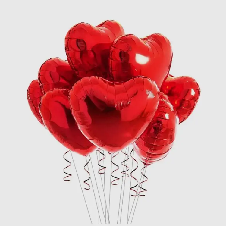 Red Heart Shape Helium Foil Balloons