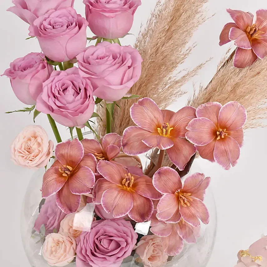 Tulips and Roses with Birthday Cake - Image 4