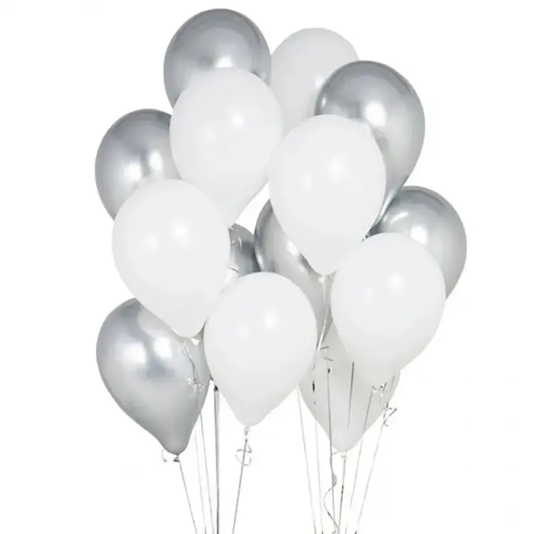White N Silver Helium Balloons